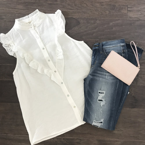 Cream ruffle top