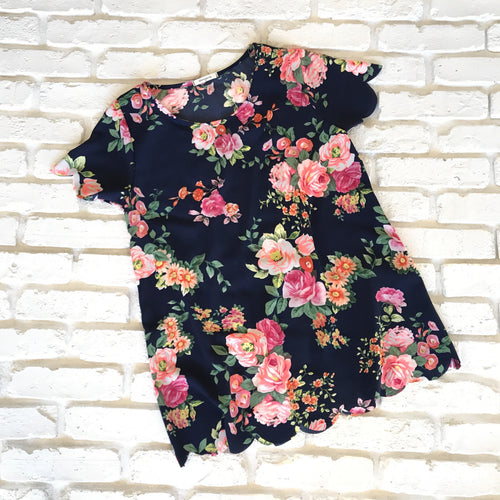 Navy Floral Top