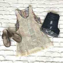 Multi color tank with lace overlay