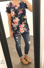 Navy Floral Top