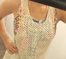 Multi color tank with lace overlay